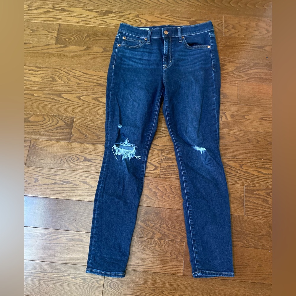 GAP Dark Blue Distressed Ripped True Skinny Mid-Rise Jeans Size 29/8rs